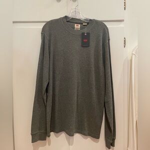 Levi's Men's Waffle Knit Charcoal Long Sleeve Tee